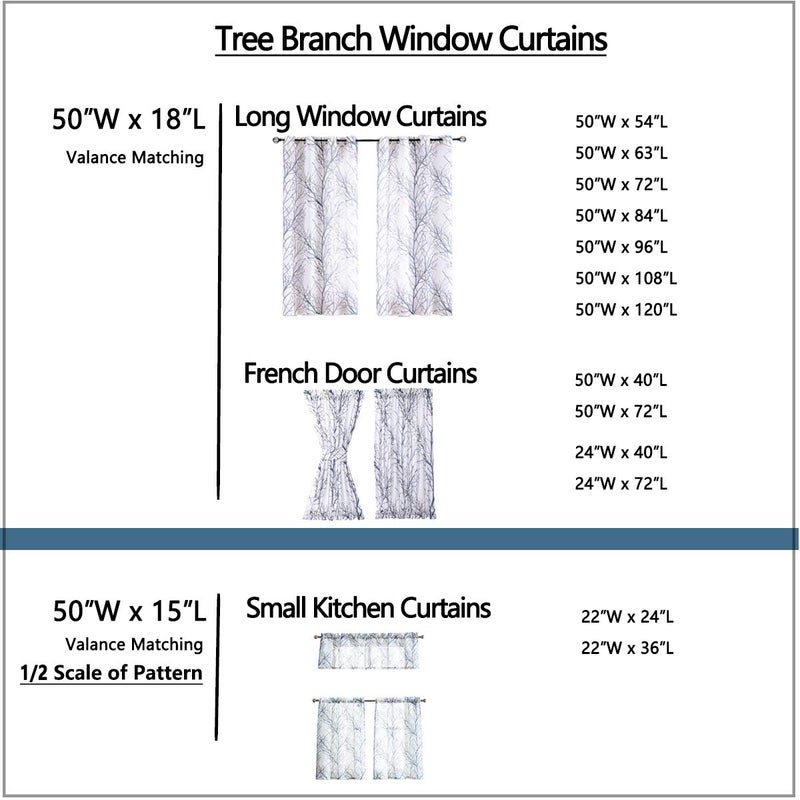FMFUNCTEX Window Valance Curtains Yellow Grey Tree Branch Print on Semi Sheer White Short Valance for Kitchen Bathroom Rod Pocket Window Treatment 1 Panel, 50 x 15 Inches - Image 5